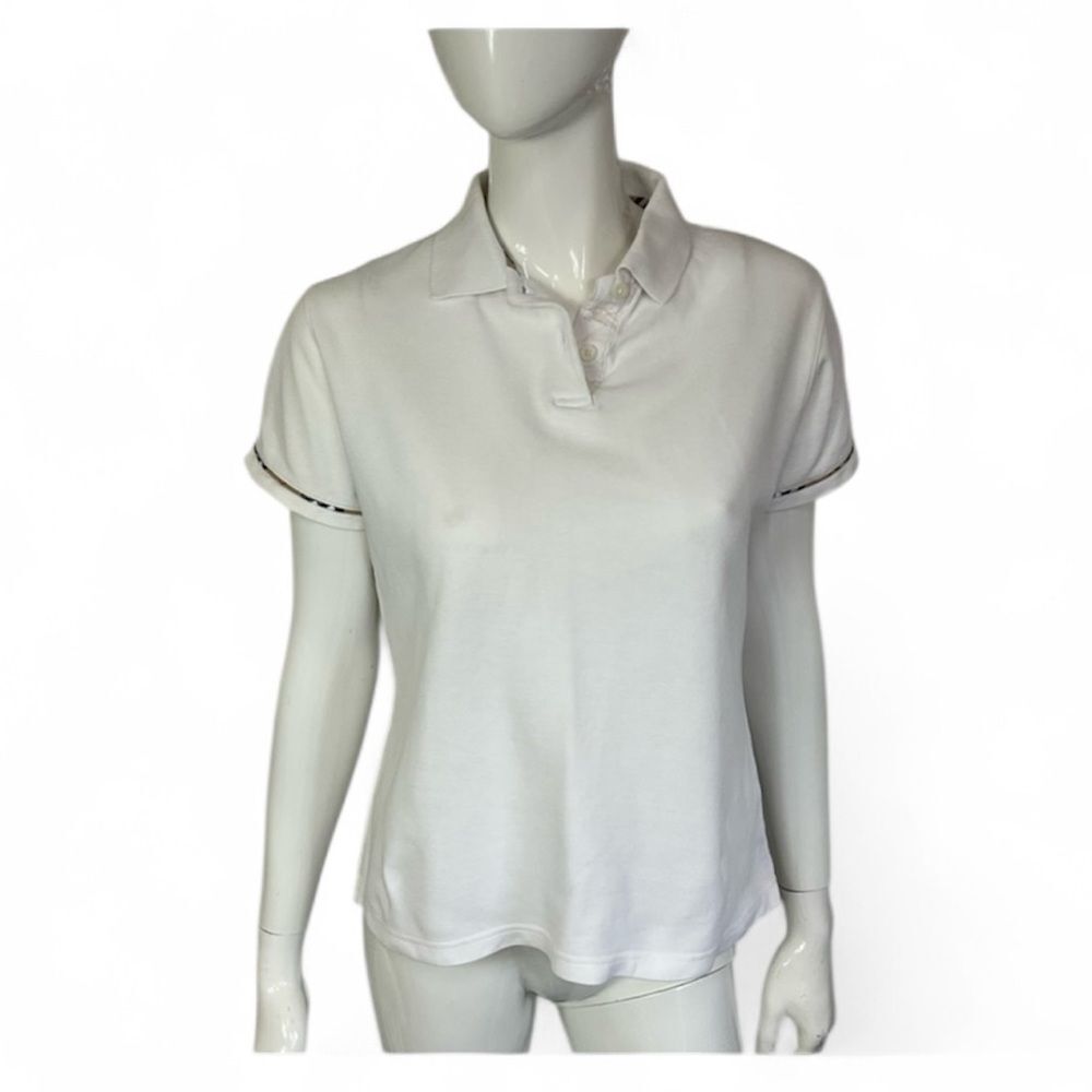 Burberry Golf Women's White Short Sleeve Collared Pullover Polo Shirt Size M
